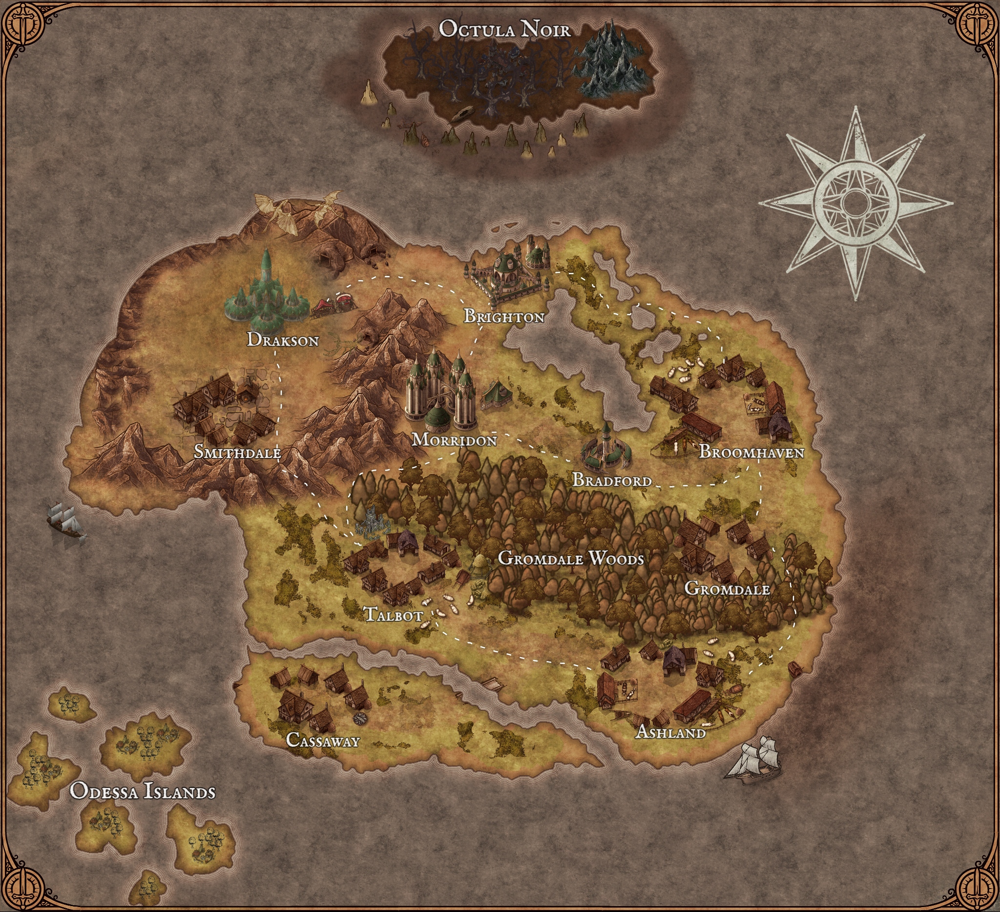 Hand-drawn map of the kingdom of Ardain